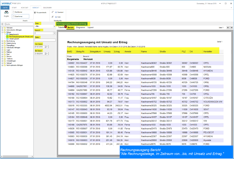 Rechnungsausgang Bericht